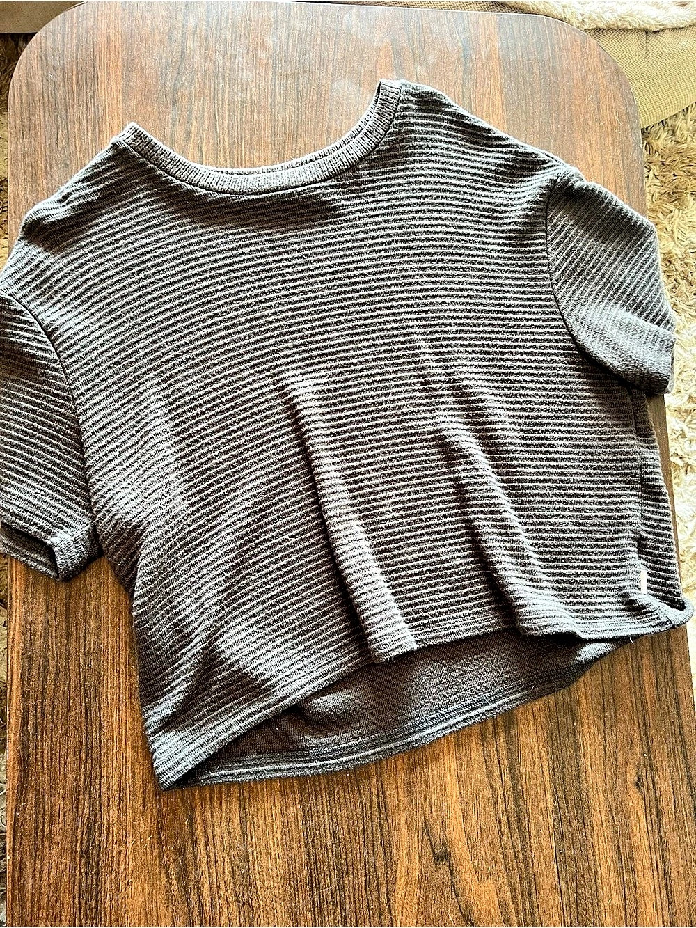Brixton Poolside Pique Box Crop T-Shirt Dark Gray Medium